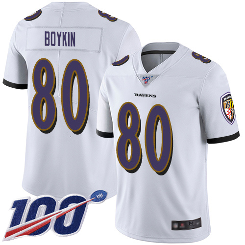 Baltimore Ravens Limited White Men Miles Boykin Road Jersey NFL Football #80 100th Season Vapor Untouchable